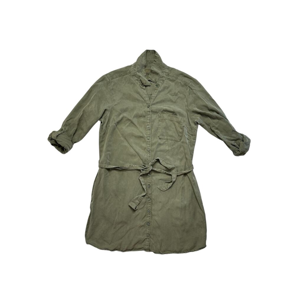 ABERCROMBIE & FITCH Army Green Utility Belted Mini Shirt Dress Sz Medium Petite - Picture 4 of 10